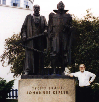 [Bill standing in front of Tycho Brahe and Kepler]